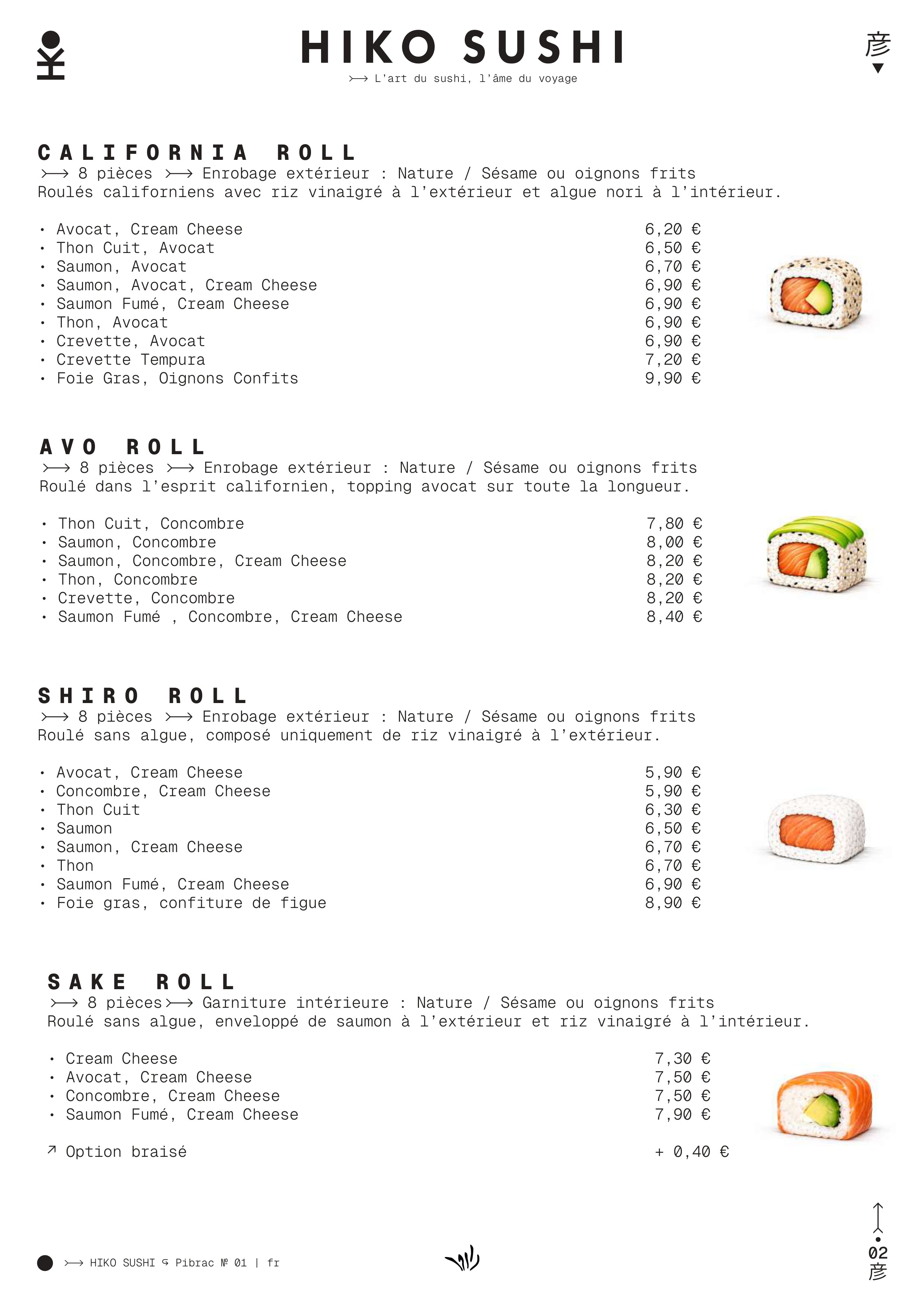 Page de menu
